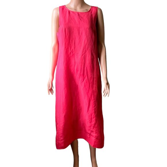 J. Jill Sleeveless Linen Blend Midi Dress Lagenlook Flowy Preppy Medium
